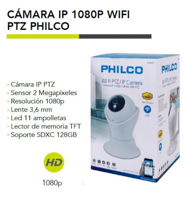 CAMARA PHILCO W3870 IP 1080P FULL HD WIFI PTZ