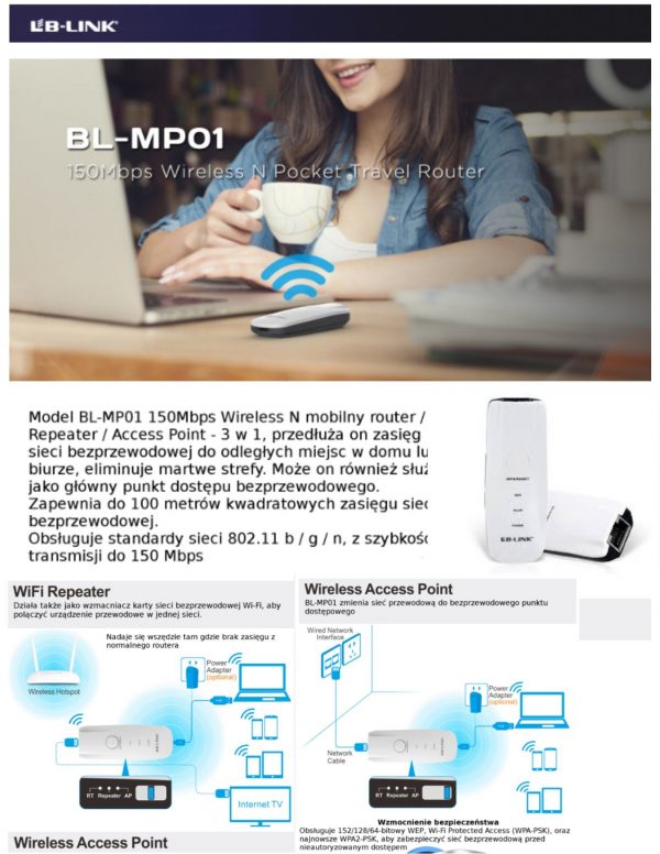 MINI ROUTER LB-LINK BL-MP01 ENRUTADOR/ACCES POINT/REPETIDOR INALAMBRICO